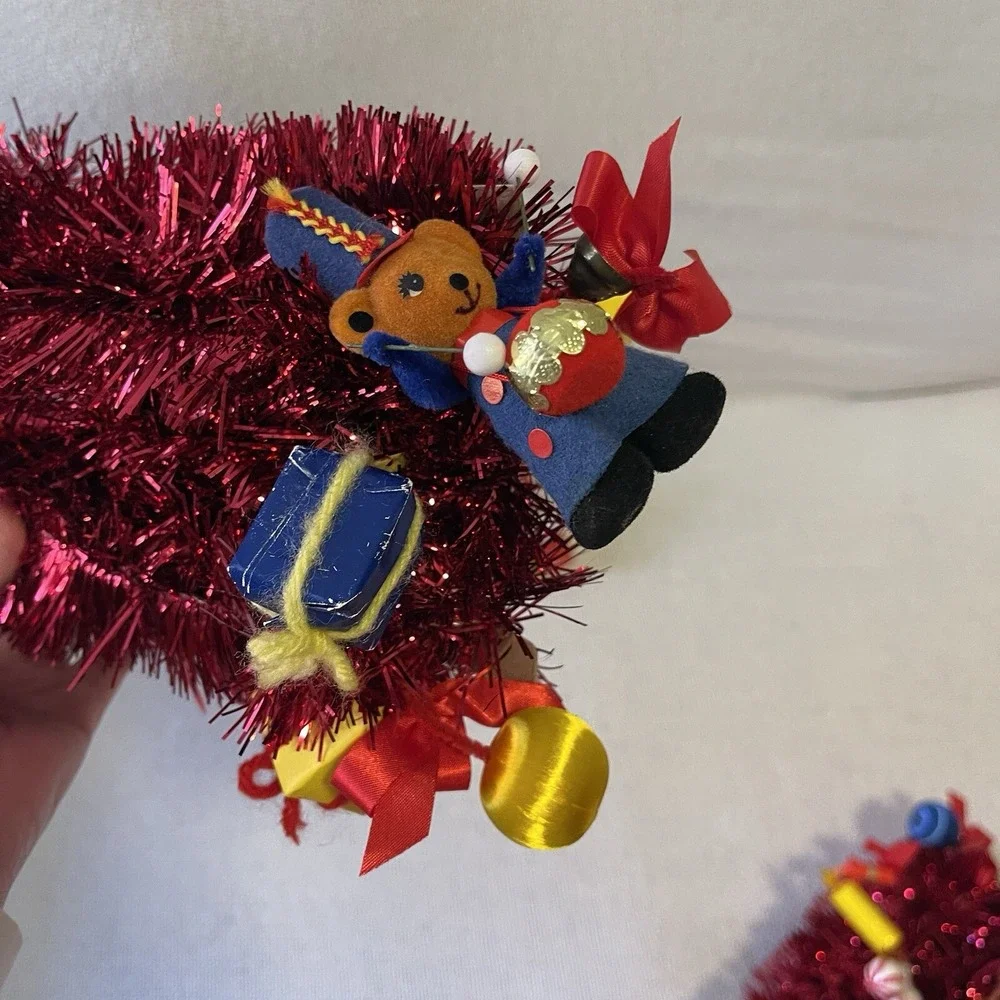 Vintage Red Tinsel Garland Toys Santa Present Felt 45' Kurt Adler Tree Christmas